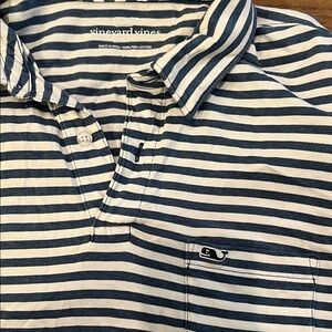 Vineyard Vines Navy and White Striped Polo